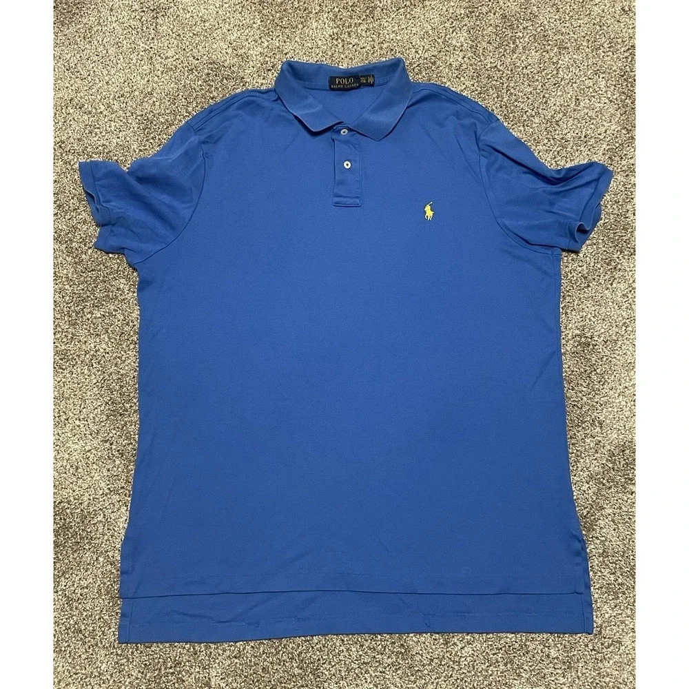 Polo Ralph Lauren Polo Men's XXL Blue Short‎ Sleeve Preppy Cotton Pony Logo